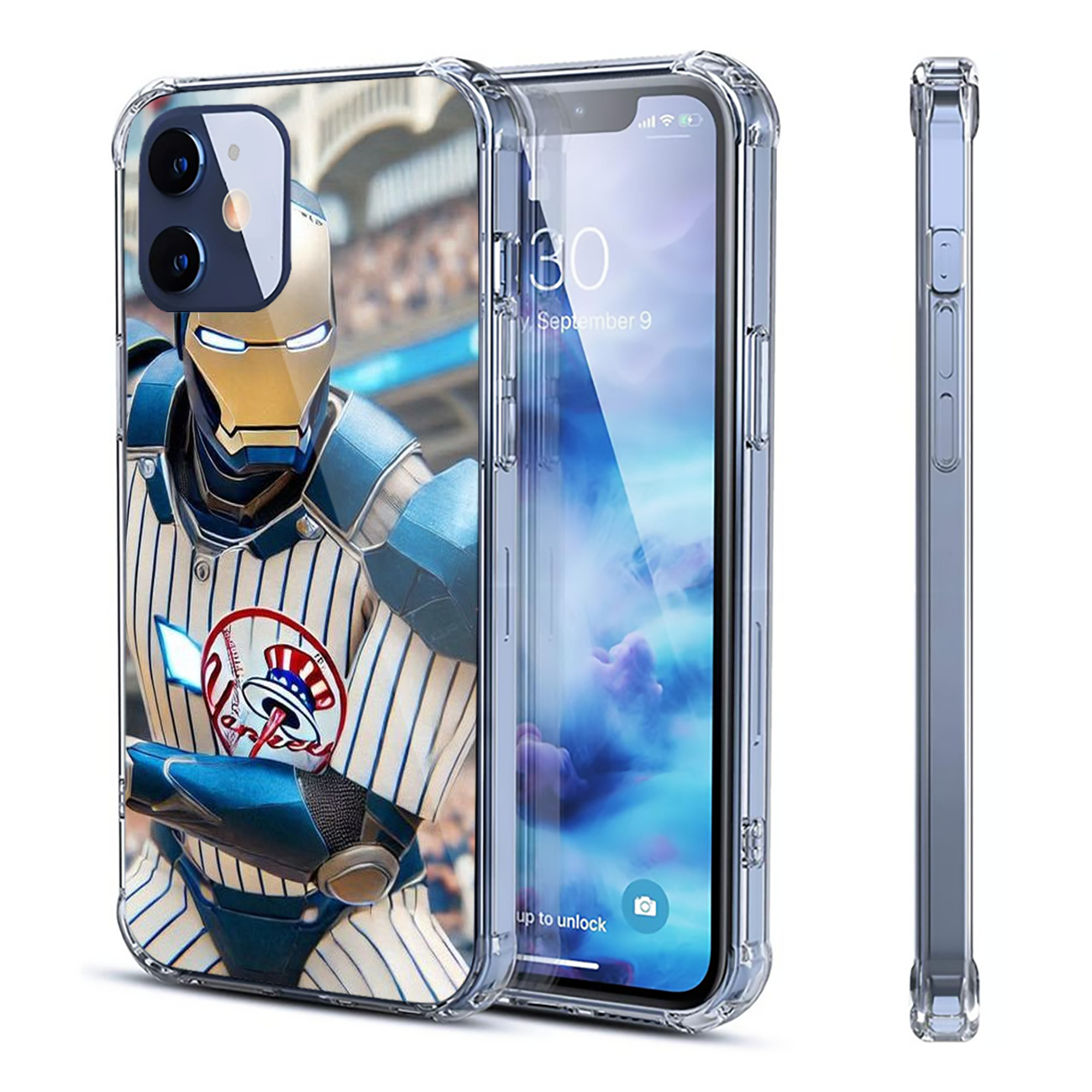 New York Yankees Iron Man Clear IPhone 12 Case – Soft TPU With UV Print – Enhanced Drop Protection, Precise Fit, Anti-Fingerprint, Customizable Design, Scratch-Resistant, Yellow-Resistant